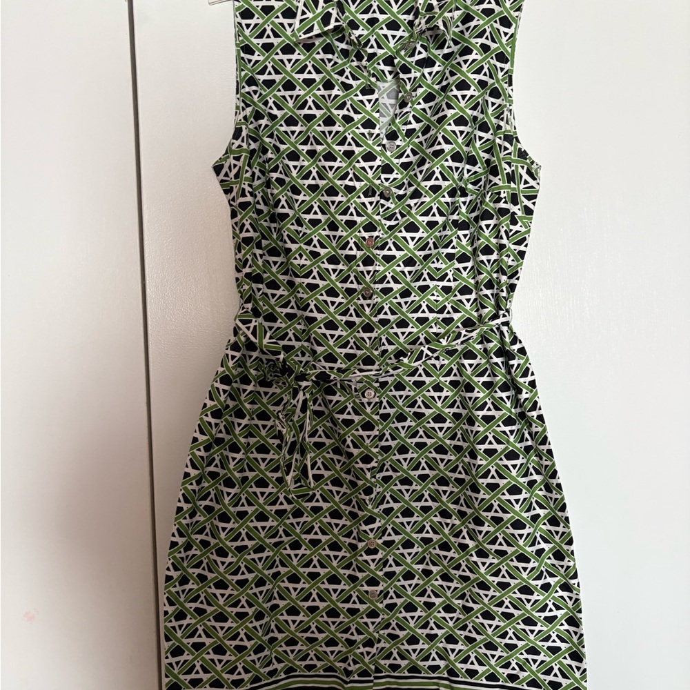 Charter Club Green and Black Geometric Dress